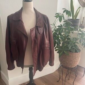 Vintage Giotti short Italian brown leather jacket women’s XL Sz 44 3/4 sleeve